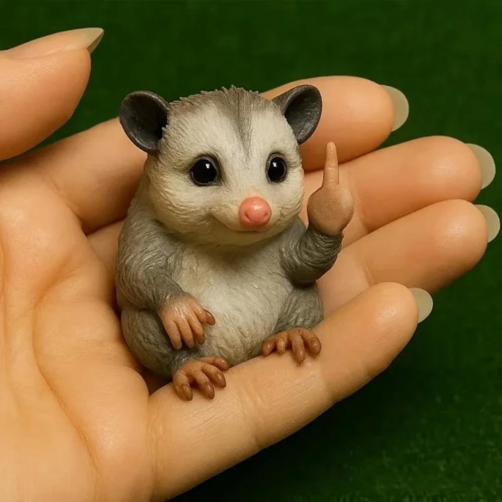 Novel Resin Animal Statue Mini Middle Finger Animal Ornament Model Frog Cats Handmade Art Decor Sculpture Table Decoration Gift