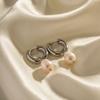 European and American fashion Internet celebrity steel INS wind stainless steel earrings natural freshwater pearl pendant earrings earrings