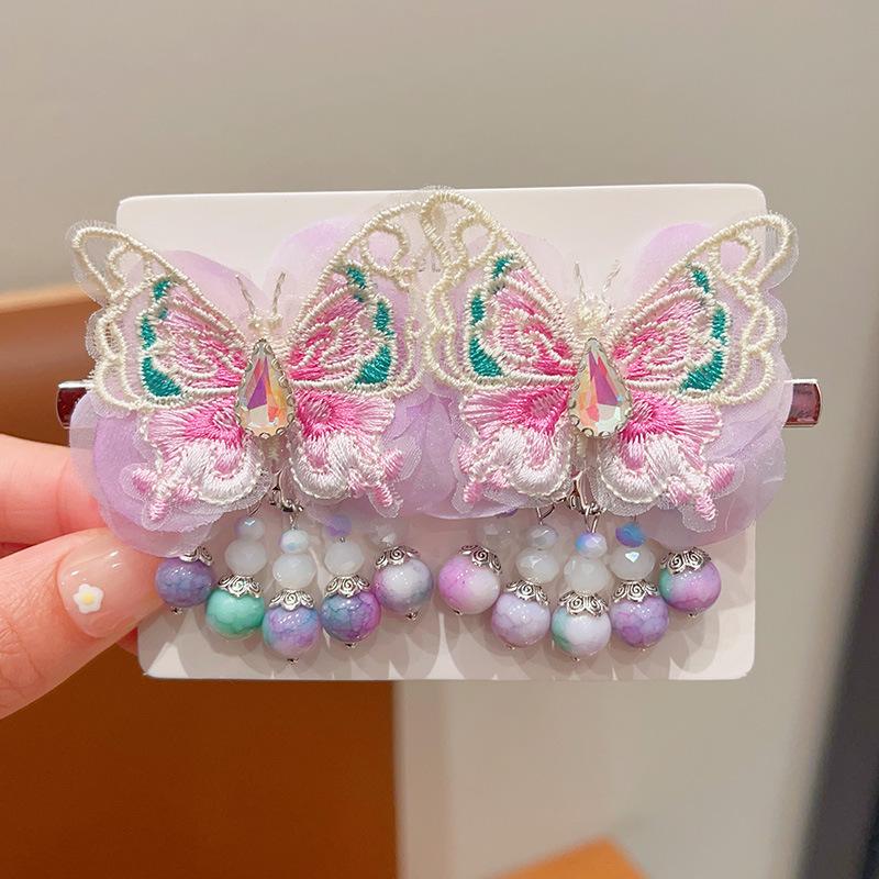 Mid-Autumn Hanfu Fairy Hair Clip - Women's & Children's Ancient Style Floral Tassel, Sweet Accessory for Girls