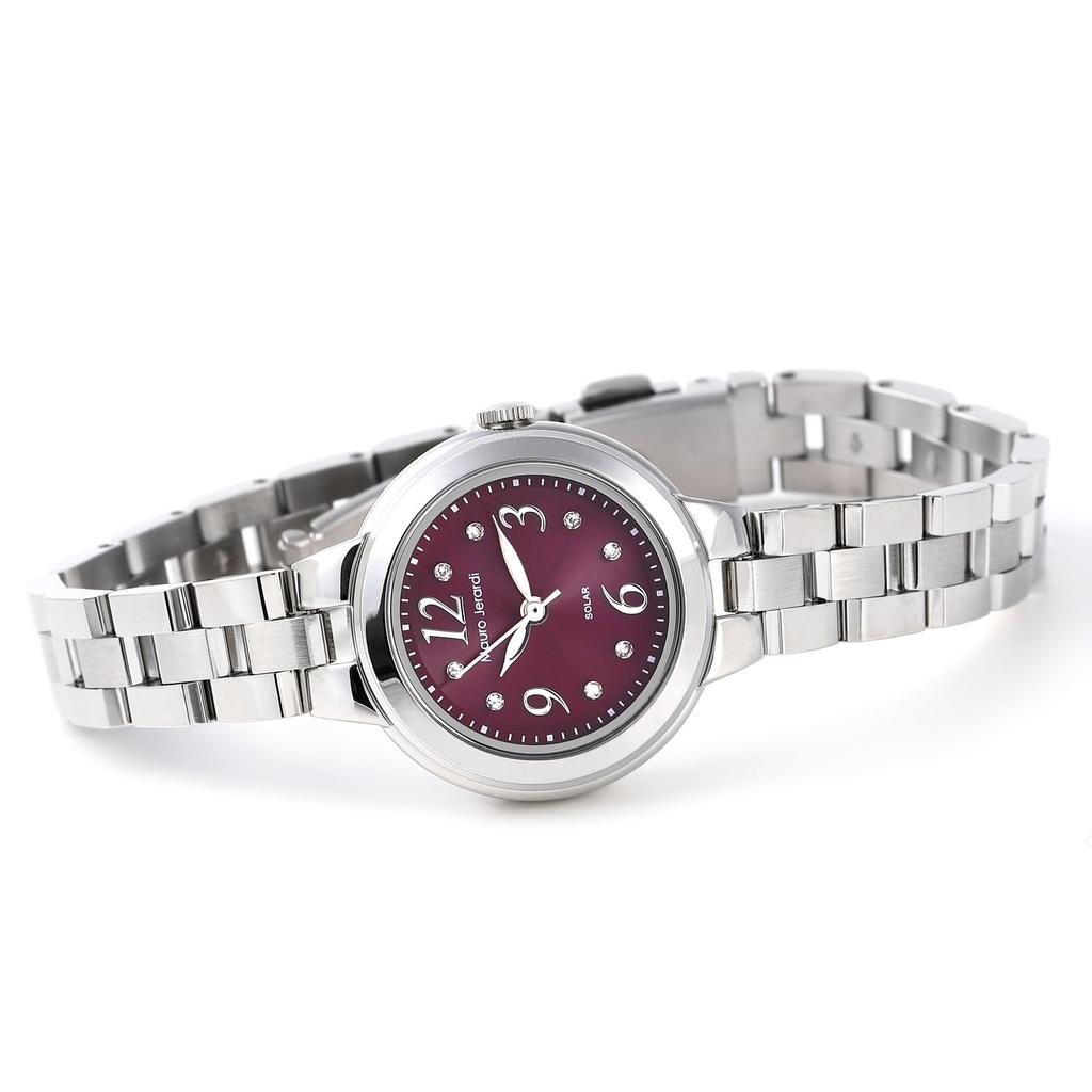 Mauro Geraldi Solar Stainless MJ056 Women's Watch, Steel, (Dial Color Red)