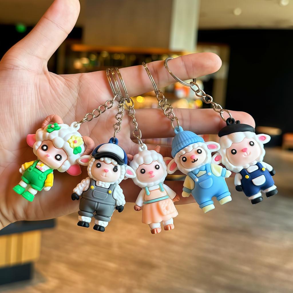 Creative New Year Lucky Sheep Soft Rubber Keychain Sheep Doll Pendant Ornament