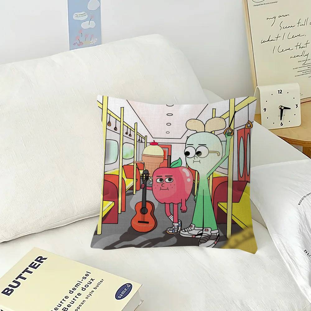 Anime Comedy Food A-Apple And Onion  Cushion Cover Car Throw Pillow Case For Sofa Car Christmas Gift