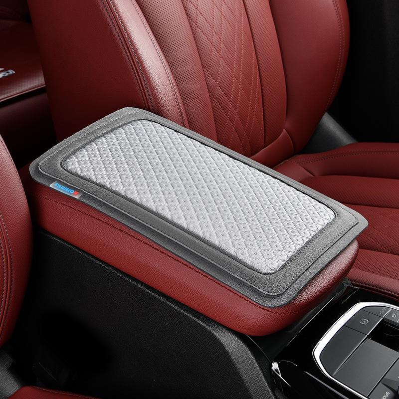 

Car Cool Breathable Non-slip Ice Silk Armrest Pad - Universal, Comfortable Automotive Console Cushion.