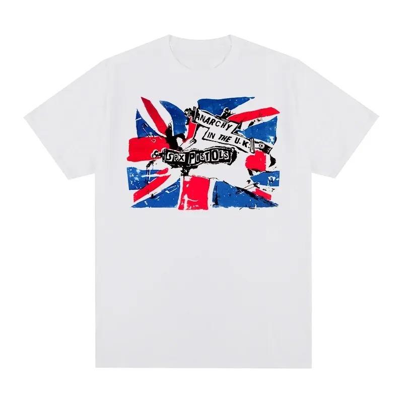 Sex Pistols Anarchy In The UK Vintage Punk Graphic T-Shirt 70s British Rock White Unisex Oversized Casual Band T-shirts 4XL