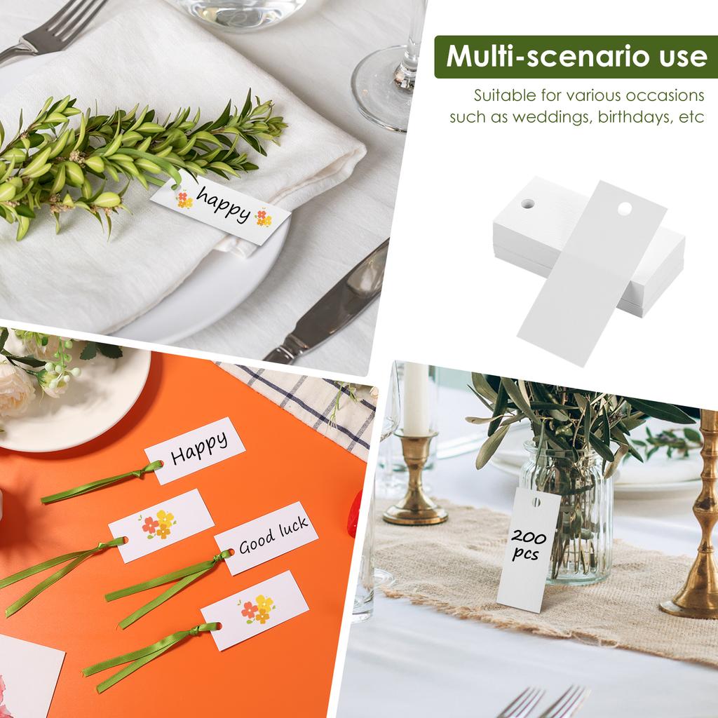 200Pcs Name Place Cards with Satin Ribbon Table Name Tag  Hanging Gift Tags for Wedding Birthday Baby Shower Table Decor