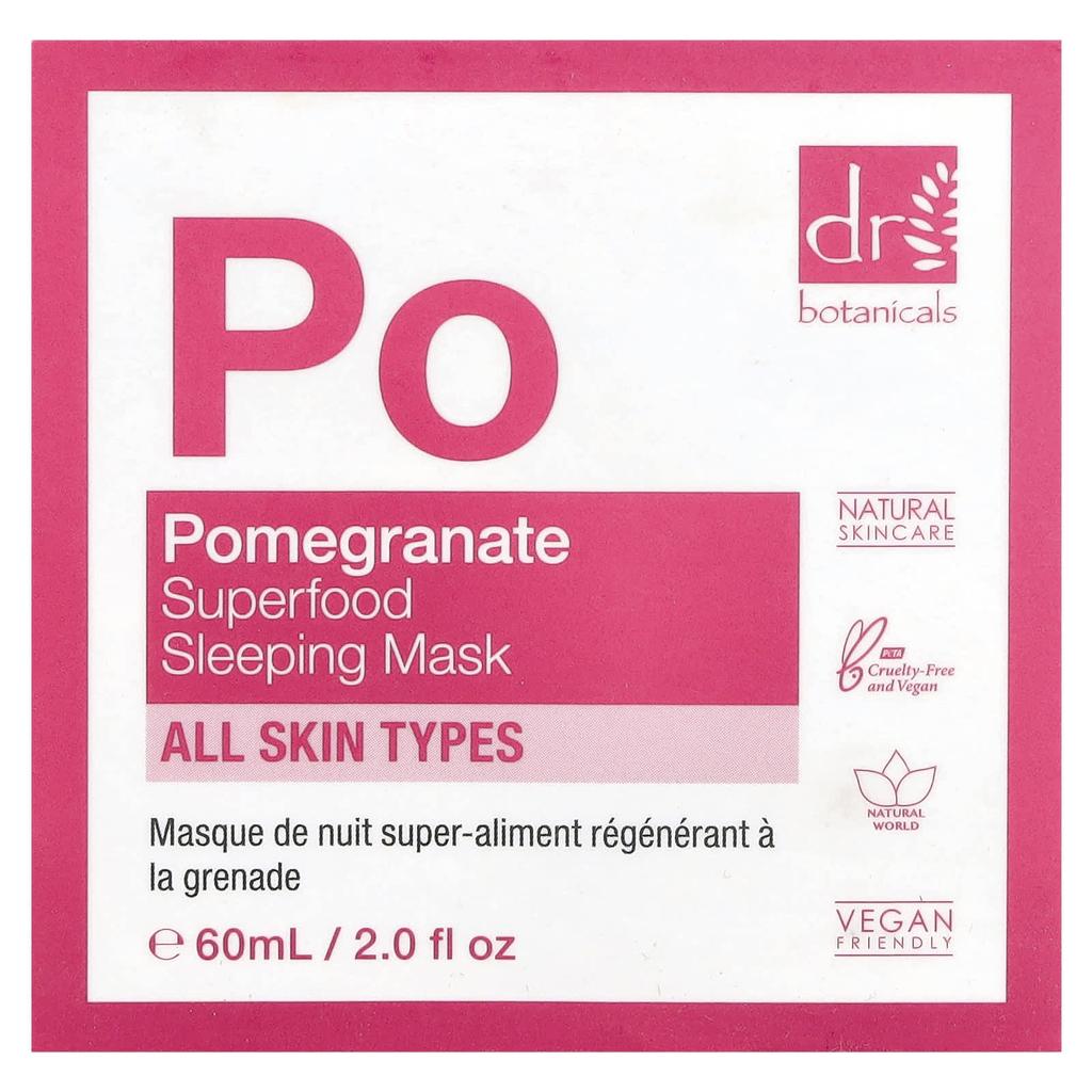 DR. BOTANICALS Superfood Sleeping Beauty Mask, Pomegranate, 2 Fl Oz (60 Ml)