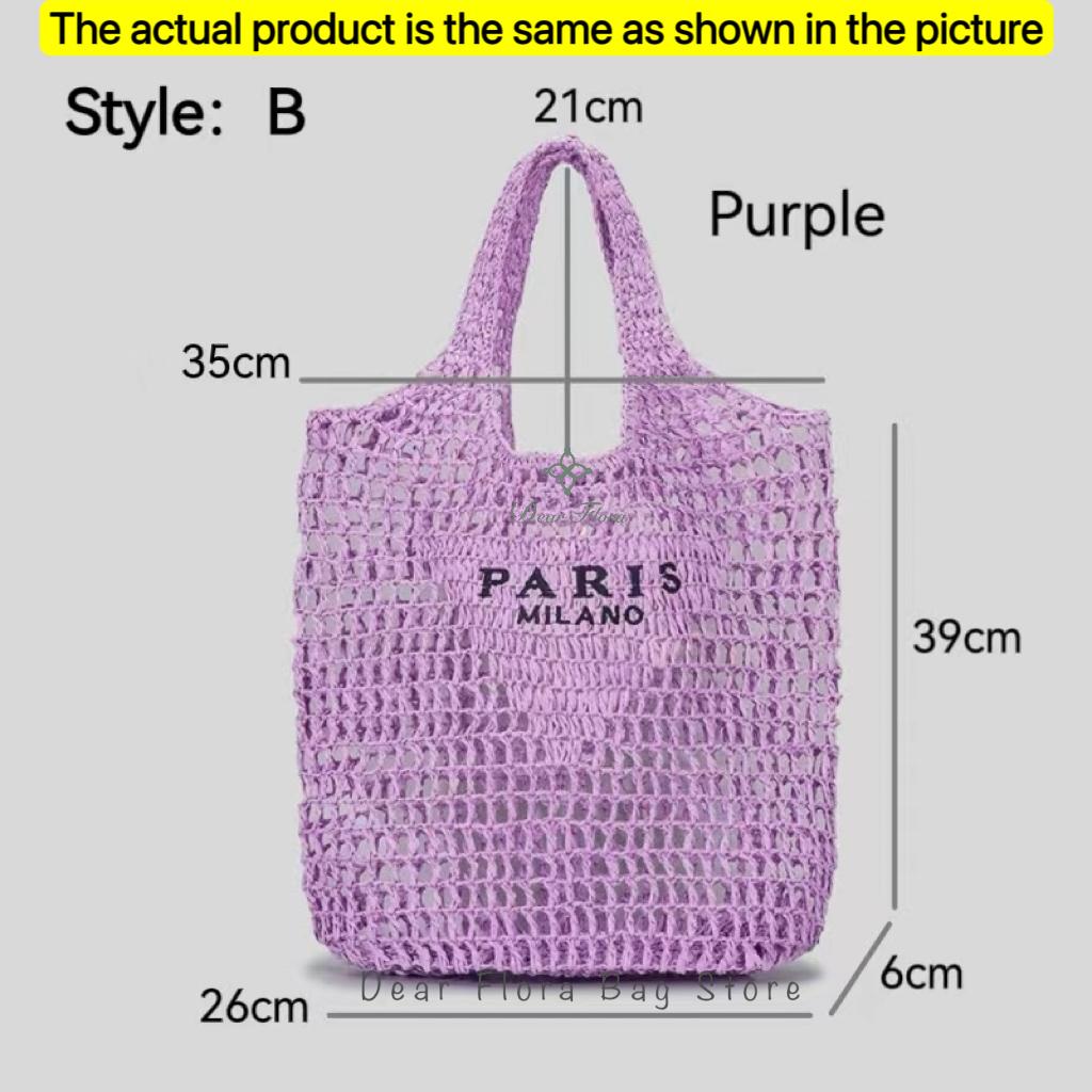 Women'S Fashion Large Capacity Handmade Straw Knitting Tote Bag Summer Travel Beach Shoulder Bags Casual Simple Portable Handbag