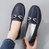 Women Simple Gold Loafers Leather Driving Moccasins Comfort Flats Black Casual Slip On Plus Size Black Shoes
