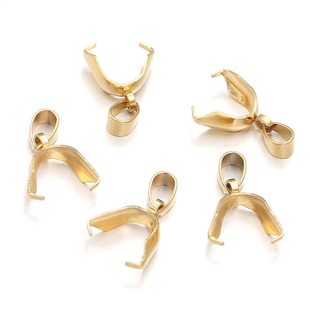 10-20pcs Stainless Steel Pendant Buckle Clasps Pinch Bail Clip Connectors For Jewelry Making DIY Necklace Pendants Accessories