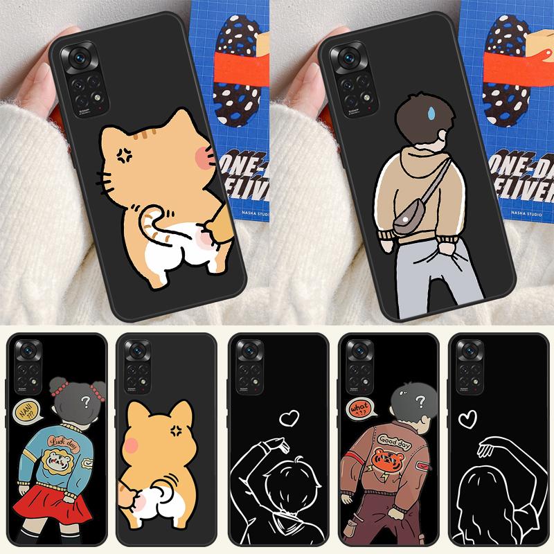 Cartoon Couple Love Boy Girl Case For Xiaomi Redmi Note 14 13 Pro 12 11 9 10 9S 10S 11S 12S Redmi 14C 13C 10C 12C Cover