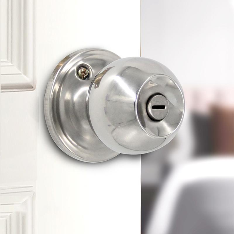 ZEXEF Door Handle Knobs Spherical Lock Indoor Bedroom Door Ball Lock Stainless Steel Universal Locks Accessories with Keys