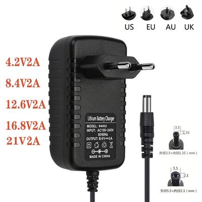 DC 5.5mm or 3.5mm Power CAHARGER Li-ion Red Charging for 1 2 3 4 String Lithium Battery Charger 4.2V 8.4V 12.6V 16.8V 2A 2000MA