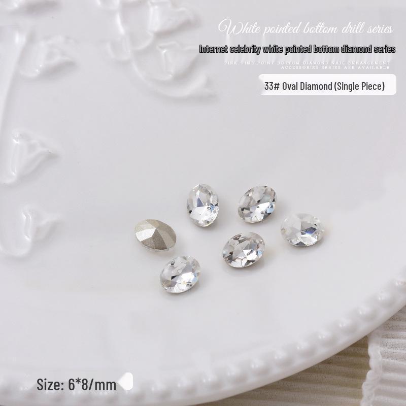 Nail Art Decorations: Transparent Pointed Rhinestones - Heart, Water Drop, Square, Butterfly Shapes