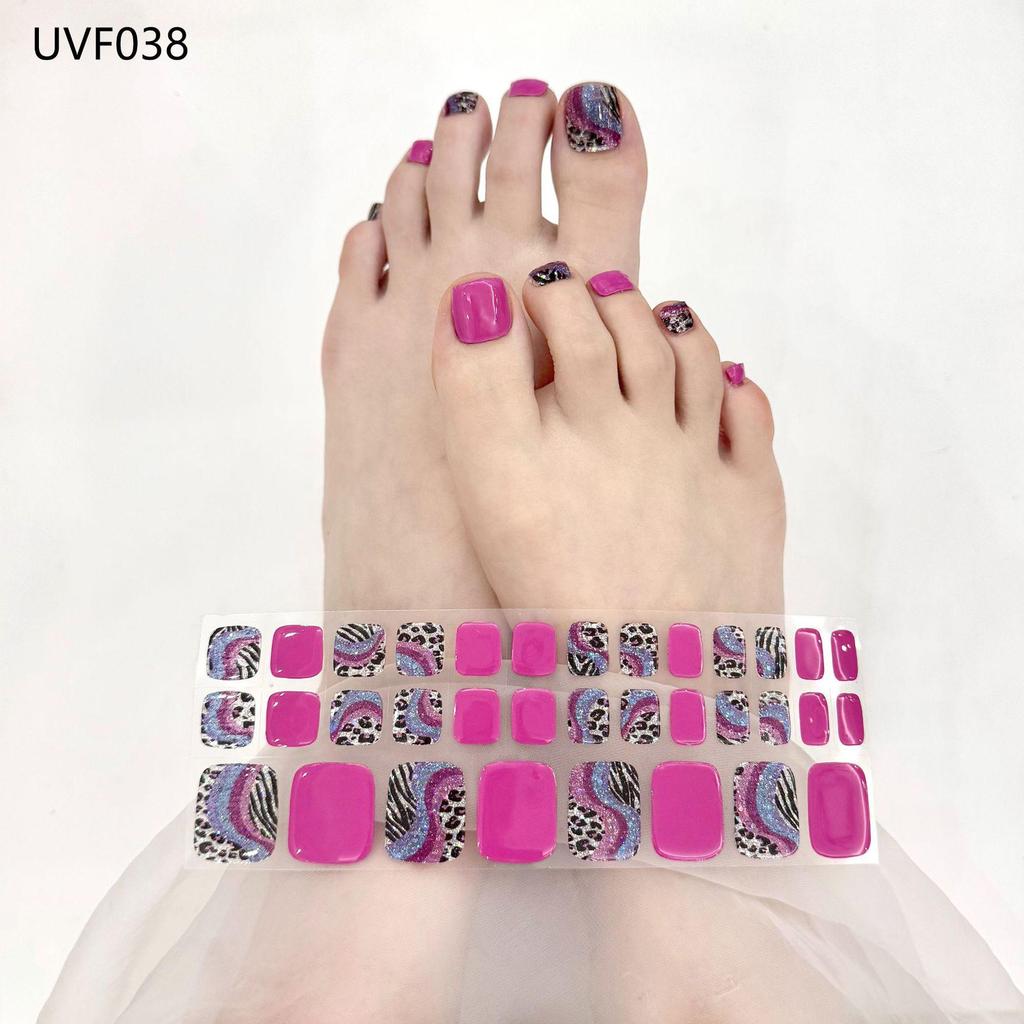 Gel Toe Nail Art Stickers - Semi-Cured UV Lamp Foot Nail Polish Stickers