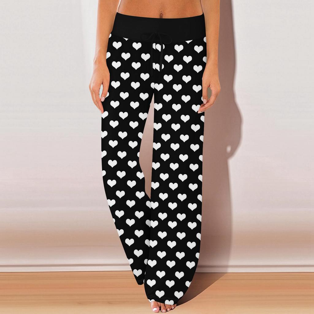 Damen Pyjamahose Nachtwäsche Lässige Hose mit Kordelzug und elastischer Taille Bequeme gerade lockere Yogahose