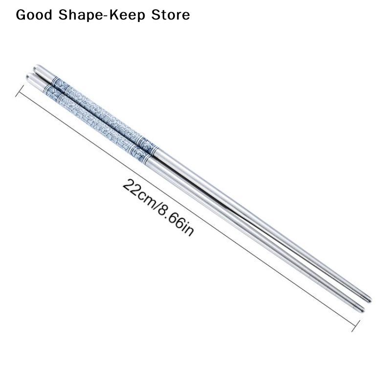 5/10/15/20Pairs Stainless Steel Non-slip Chinese Chopstick For Porcelain Print Chopsticks Cooking Eating Easy To Clean