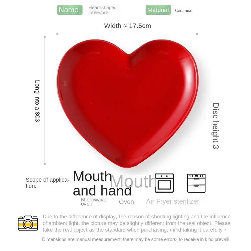 Creative Heart Ceramic Dinner Cooking Dishes Home Barbecue Salad Plate Oven Dessert Cake Plate Hotel Restaurant Tableware Modern