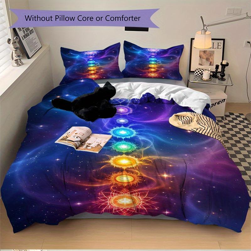 3Pcs Chakra Balance Printed Bedding Set, Breathable And Soft,(Includes 1 Duvet Cover And 2 Pillowcases, Quilt Not Included) Yy250815208