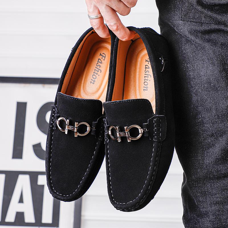 Sapatos masculinos de couro sem cadarço, leves, casuais, mocassins, clássicos, confortáveis, para dirigir, mocassins masculinos