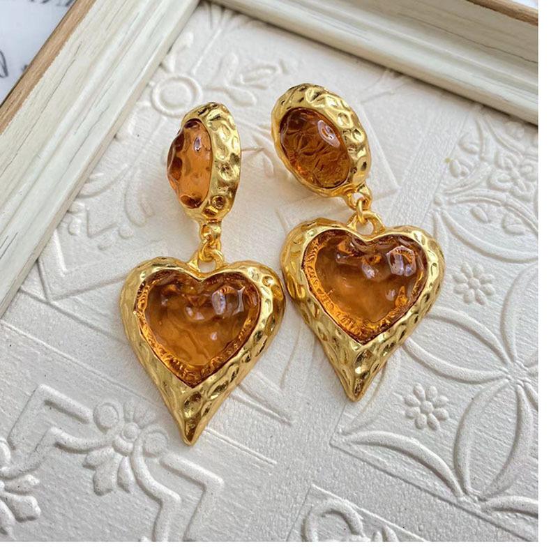 Real Gold-plated Hand-fired Lava Glazed Love Pendant Earrings, Macaron Candy-colored Earrings 925 Earrings.
