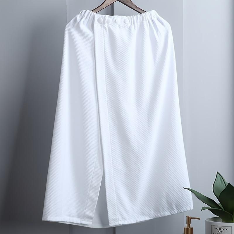 

1 шт. Хлопковая юбка для ванны в виде пчелиных сот, Вафельное быстросохнущее полотенце для ванны с бюстгальтером на липучках и эластичной обмоткой, Удобный и практичный опыт принятия ванны белый