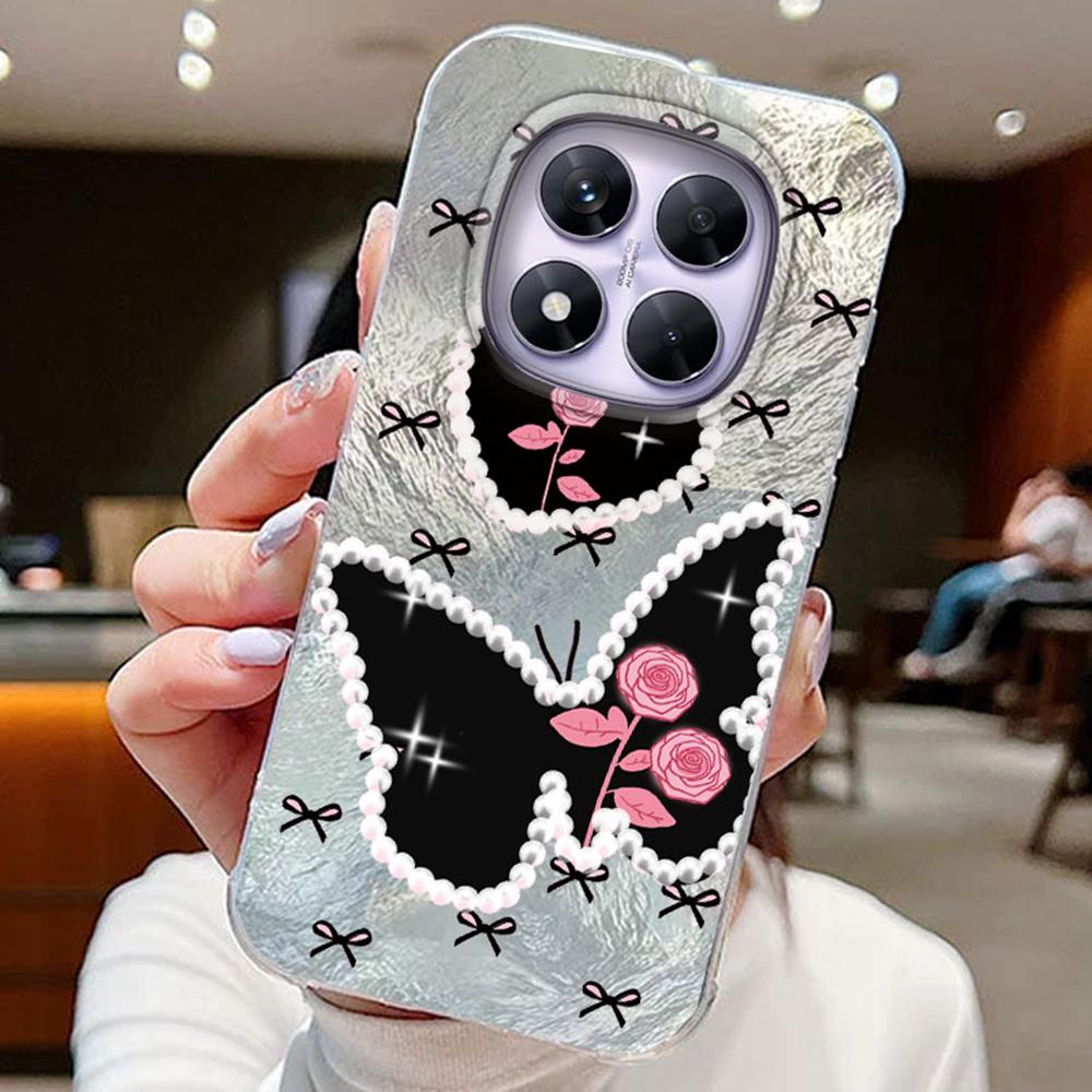 Colorful Gradient Purple Butterfly Leopard Print For Xiaomi Redmi Note 14 Pro 5G Phone Cases Cover Soft Silicone Bumper Hard PC Back Cover