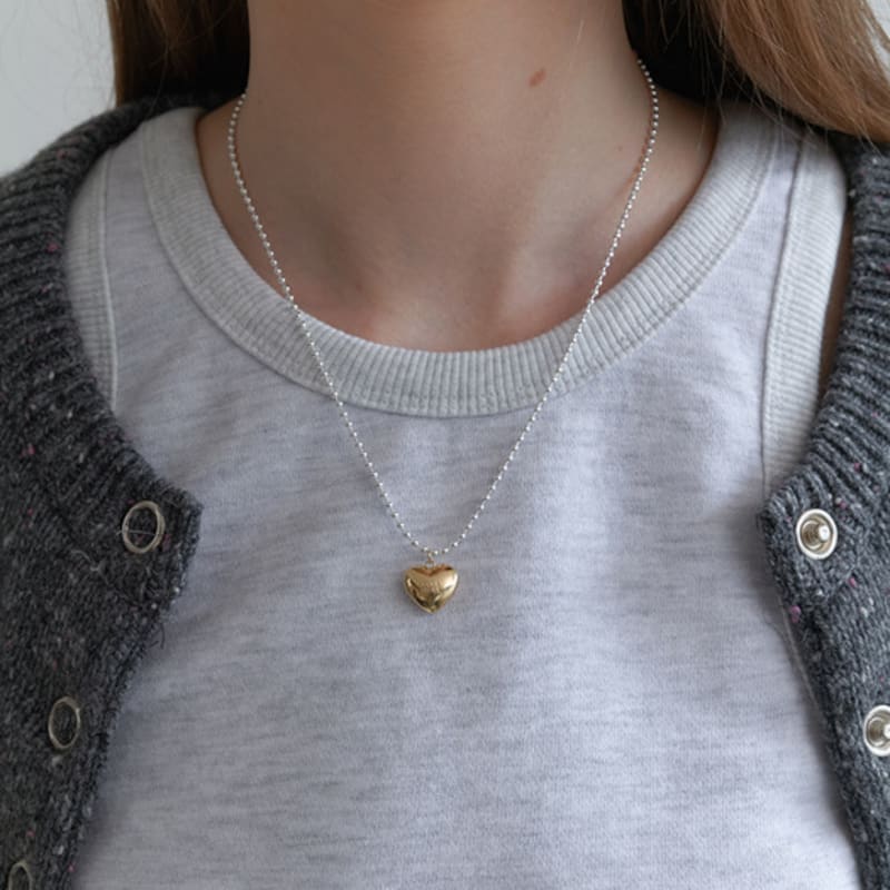OVLA Ball Chain Heart Drop Necklace JN016