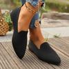 Women Solid Color Pointed Head Mesh Loafers Shallow Woman Flats Soft Bottom Knit Ballet Flats Shoes Casual Slip On Boat Shoes