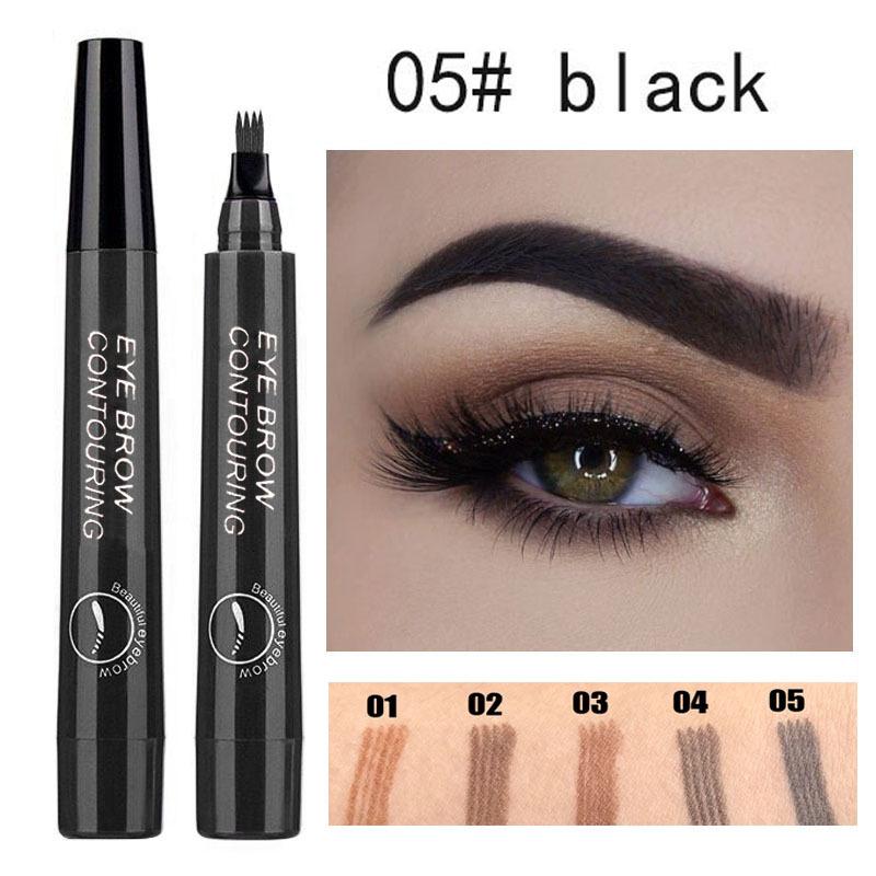 Waterproof 4 Point Liquid Eyebrow Pencil Eyebrows Pen Eyebrow Tattoo Waterproof Liquid Black Eye Brow Makeup Pencil Microblading