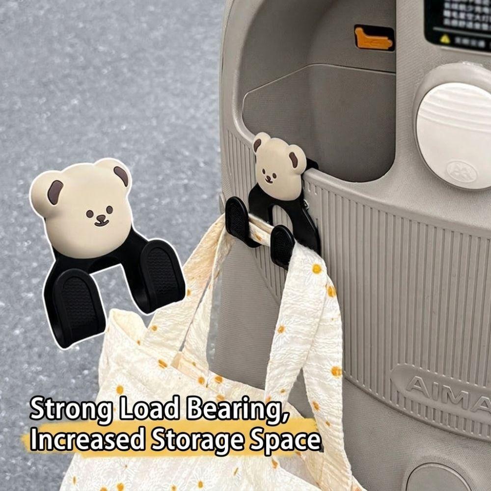 Clip On Double Hook Storage Rack Cartoon Electric Vehicle Hook Rack Shopping Bags