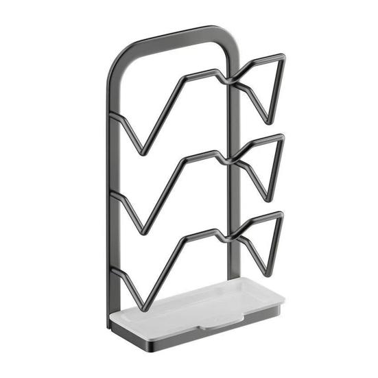 Wall-Mounted Pot Lid Holder Kitchen Pot Lid Storage Rack Punch-Free Pot Lid Organizer with Removable Drip