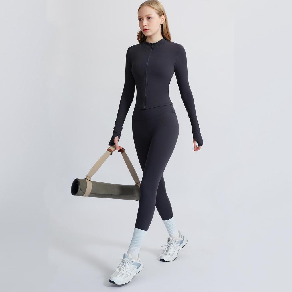 Women's Quick-Dry Yoga Jacket - Breathable, Tight Fit, Long Sleeve Fitness Top