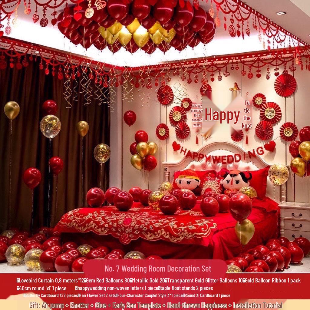 Romantic Wedding Bedroom Balloon Decoration Set for Groom and Bride