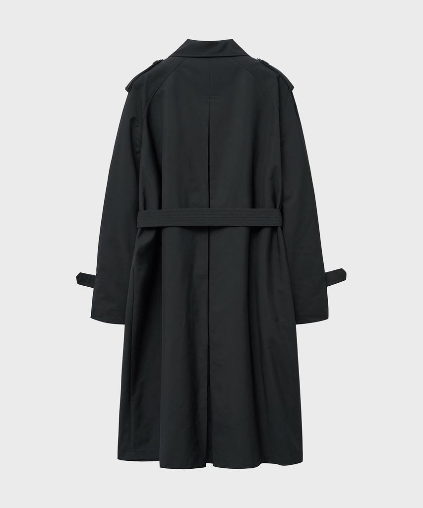 Noirer Synthetic Layered Trench Coat (Black)