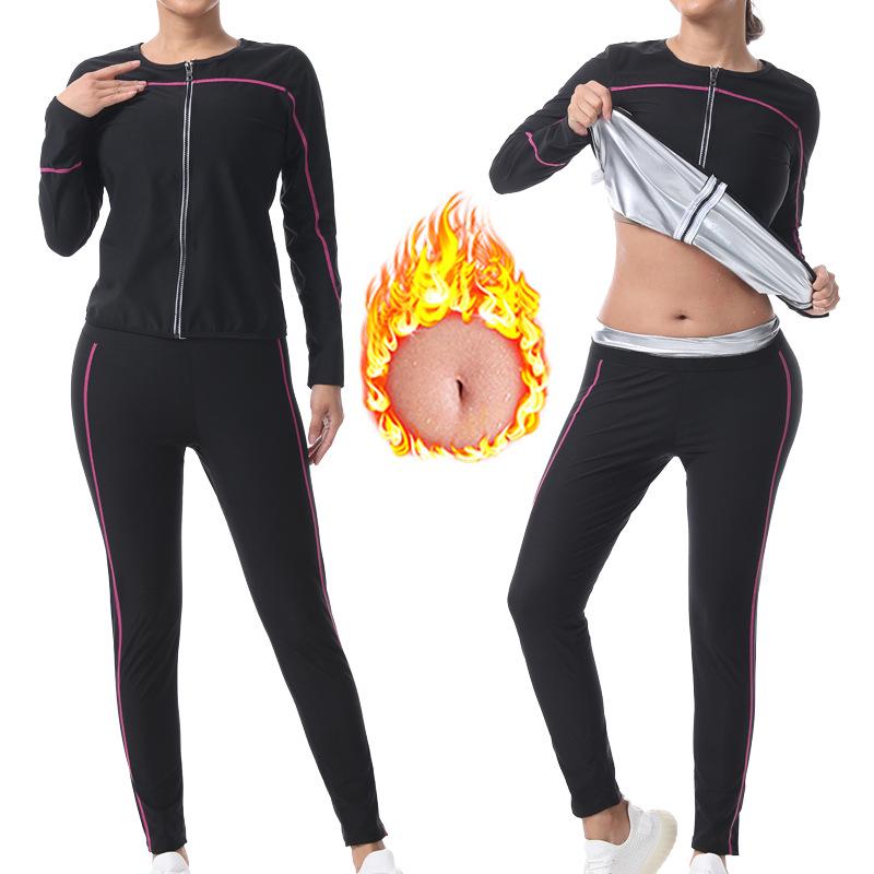 Women's Sauna Suit Body Shaper Long-Sleeve Fitness Set for Running & Outdoor Exercise