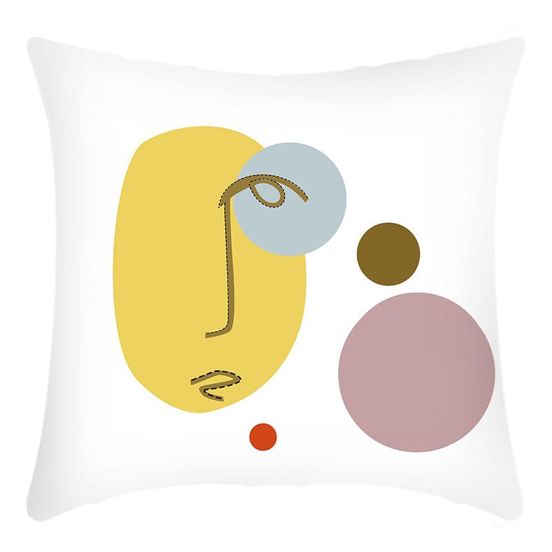 Nordic INS Style Simple Line Painted Geometric Splicing Pillow Cushion Cover