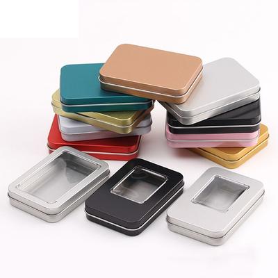 Multicolor Nail Art Display Case Empty Tinplate Storage Box Tin Box with Clear Window Lid Travel