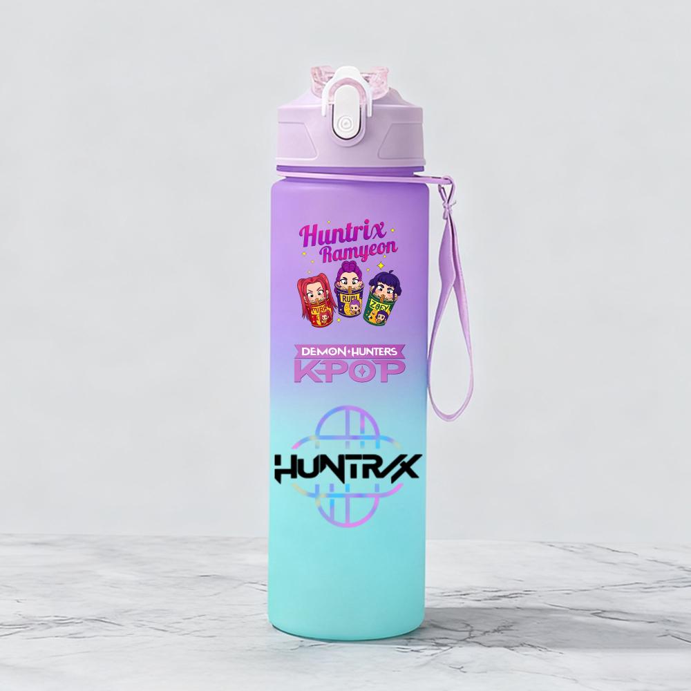 Kpop Demon Hunters Team Creative Gradient Water Bottle Unisex Sports Style Reusable Jug designed for Outdoor Cycling Travel Fitness