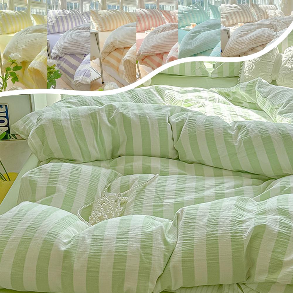 Soft Ins Stripe Bedding Set 3/4pcs Duvet Cover Pillowcase Sheet Set Girly Fresh Style Couple Bed Comforter Colchas Para La Cama