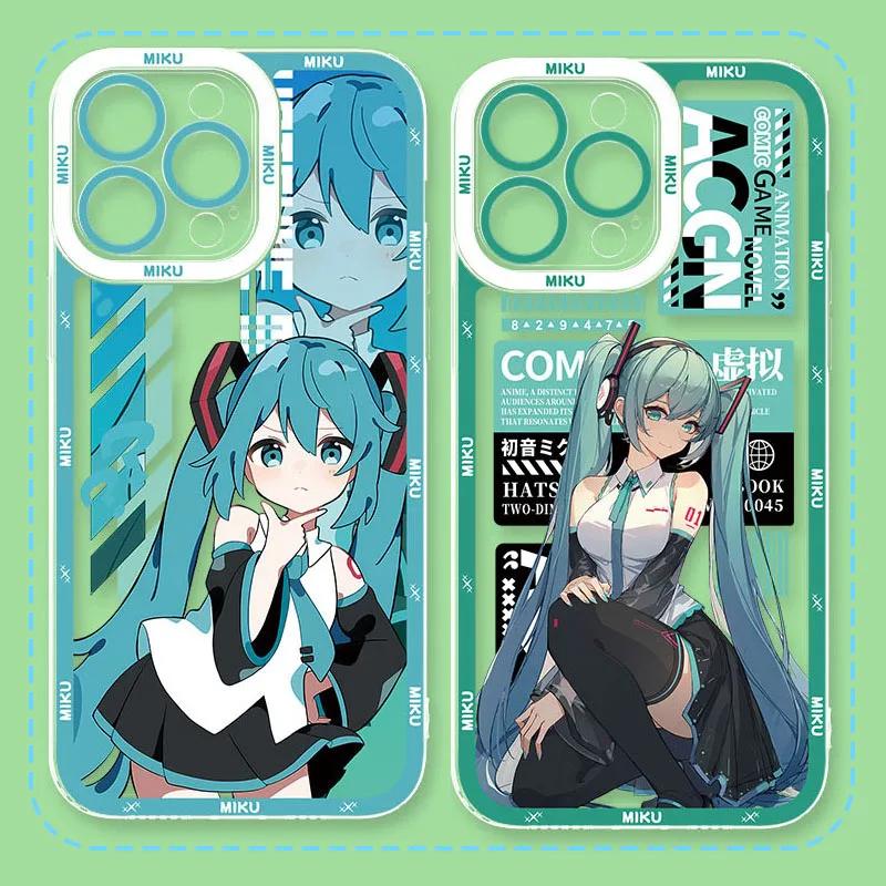 Kawaii Cartoon Hatsune Miku Shockproof Case for iPhone 17 Air 16 E 15 14 Plus 13 12 Mini 11 Pro Max Washable Silicone Edge Cover
