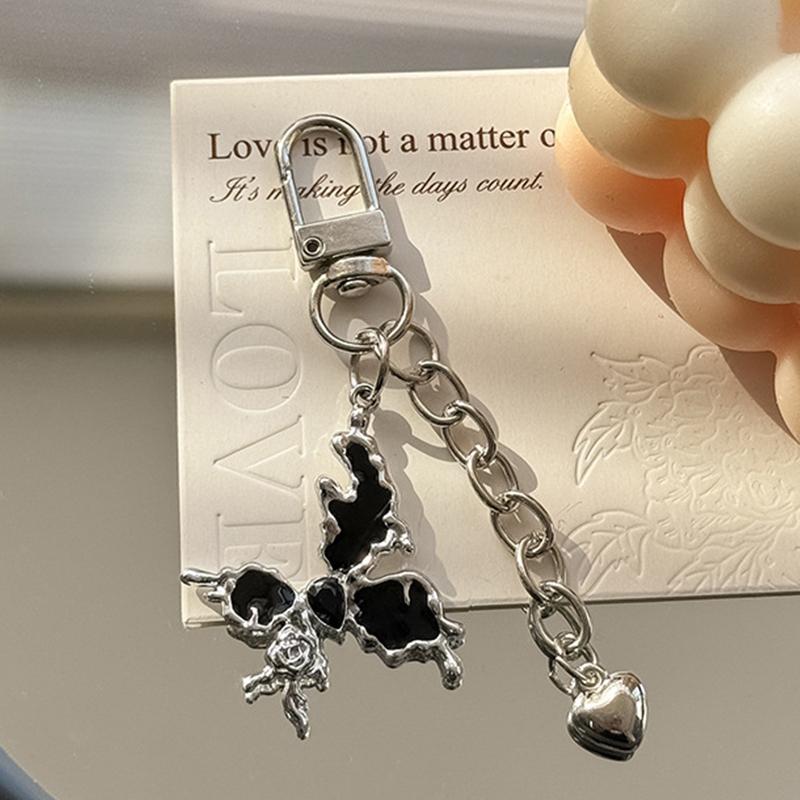 

Брелок для ключей из сплава «Бабочка» Y2K, подвеска для телефона Ins Style, чехол для наушников, подвески, сумка, декор, автомобильный брелок для ключей чёрный