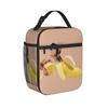 Nicolas Cage Banana Pattern Lunch Bag  Aesthetic Lunch Box For Women School Portable Insulated Cooler Bag Tote Food Bags
