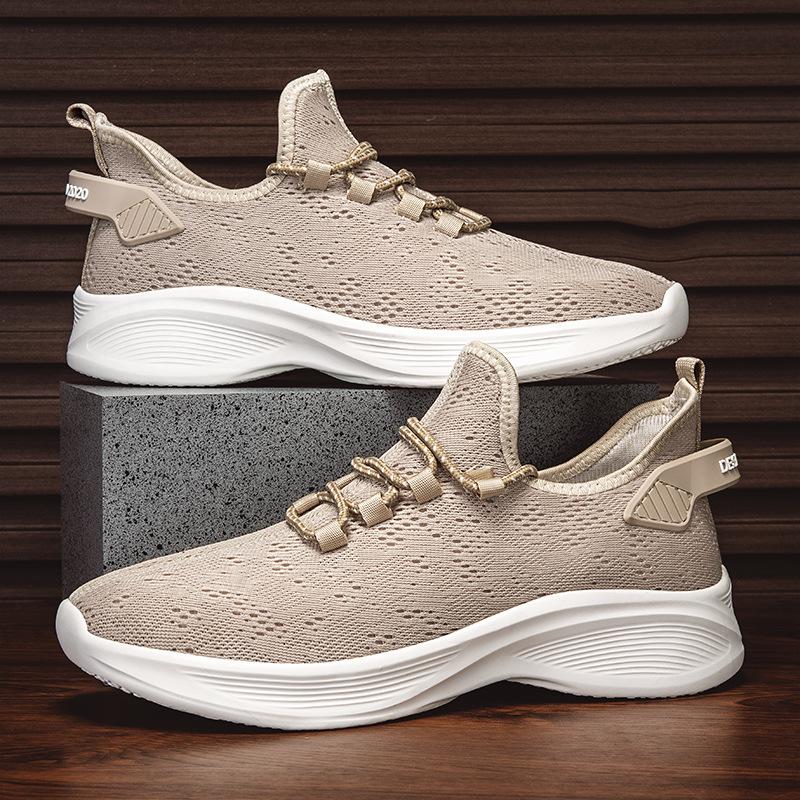 

Flying woven men s shoes spring and summer new breathable mesh shoes soft sole soft surface casual sports shoes versatile running shoes men 46 хаки