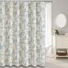 Blue Floral Cotton Shower Curtain Rustic Pastoral Waterproof Plastic Bathroom Liner With Fresh Flower Pattern