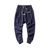 Men Ninth Pants Ankle-banded Straight Thin Side Pockets Drawstring Plus Size Elastic Waist Solid Color Gym Traning Jogging Sweat
