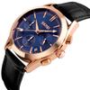 Watches for Men Black Leather Strap Arm Watch Chronograph Waterproof Brand Analog Business Stylish Casual Luminous Watch Luxury Gift Blue Watches for