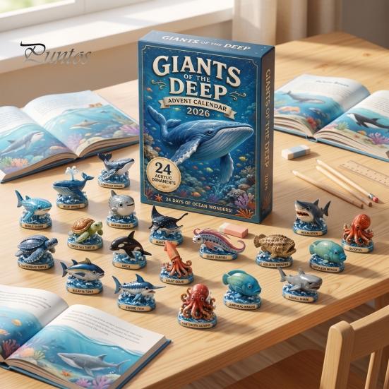Christmas Party Favors for Children 2026 Ocean Creature Advent Calendar, 24-Day Acrylic Ornament Set with Holiday Decoration Bedroom Marine