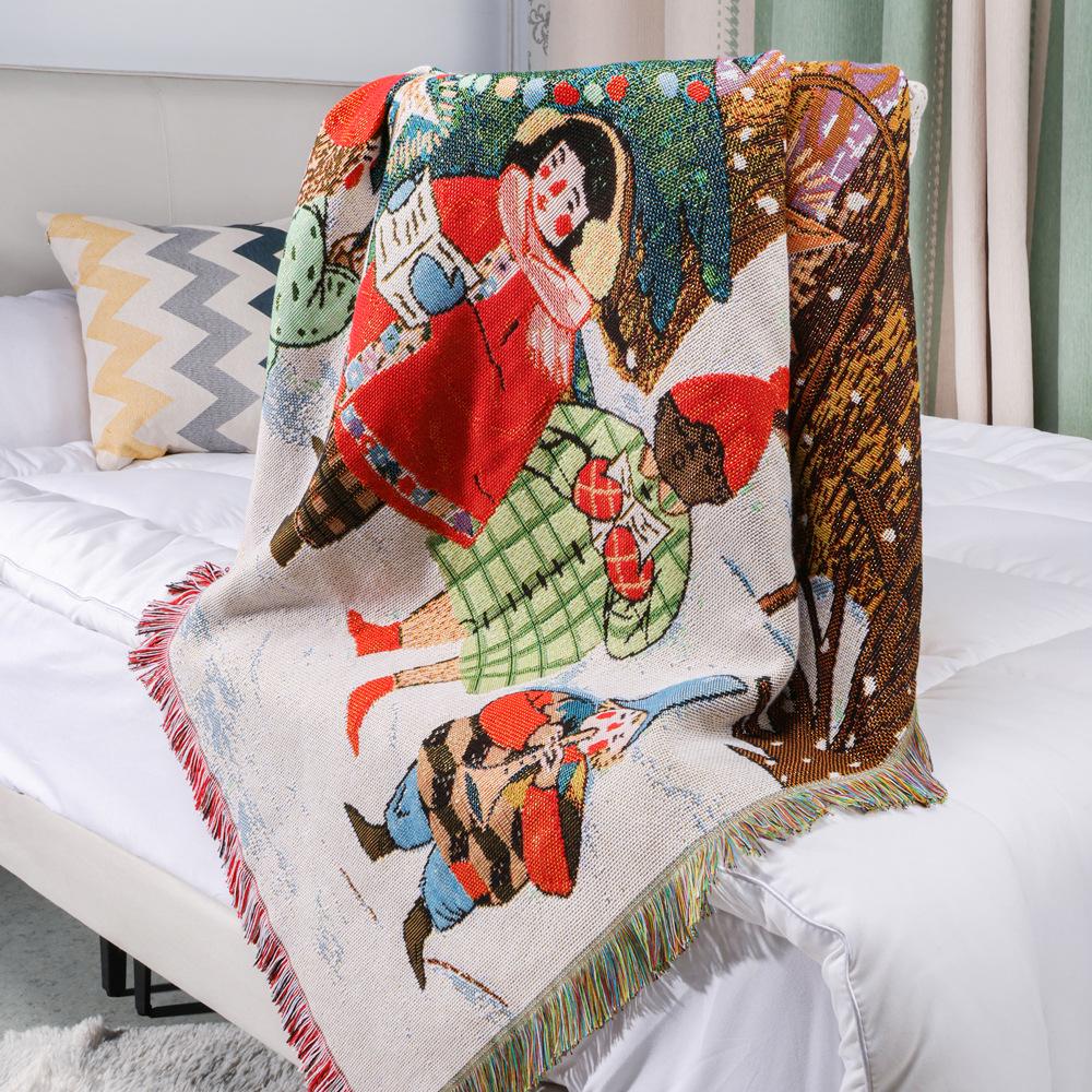 Bohemian Christmas Tapestry Blanket - Thick, Anti-Cat Claw Sofa Cover