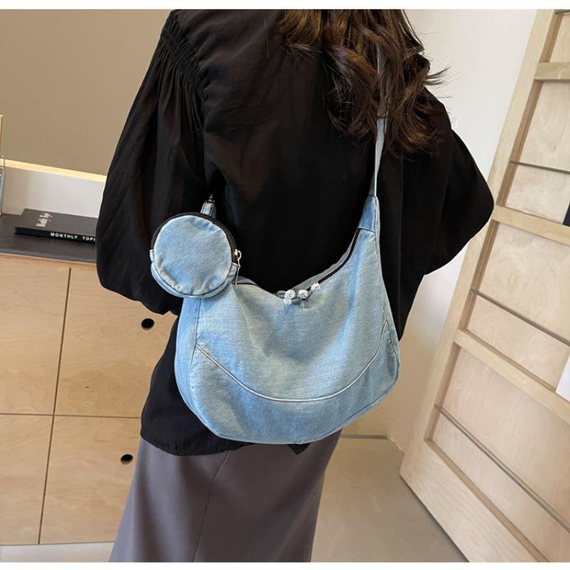 Denim Dumpling Bag Bag Female New Simple Solid Color Ladies Shoulder Crossbody Casual Lightweight Girl Bag
