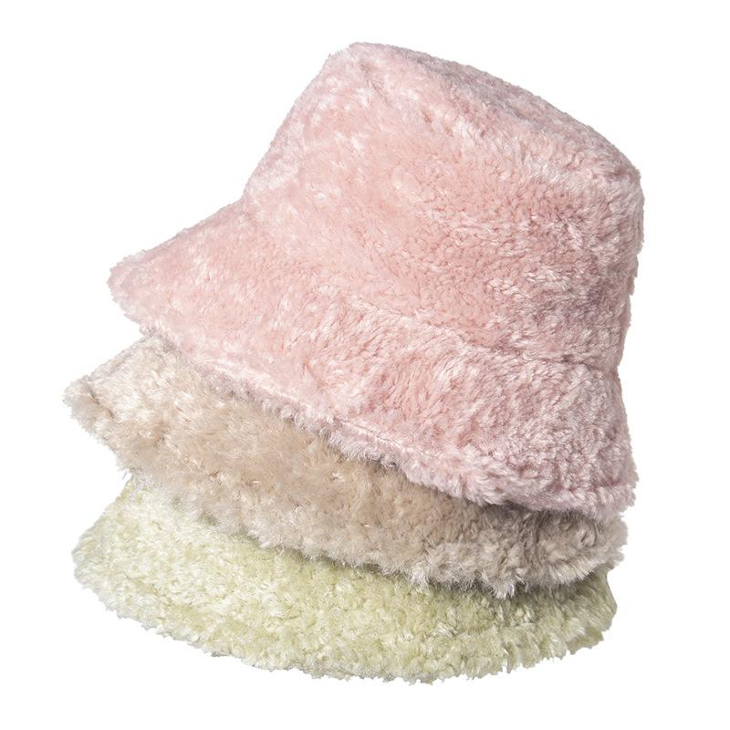 Internet Celebrity Korean Version Hat Baby Reba Same Lamb Plush Bucket Hat Female Student Warm Basin Hat Wholesale